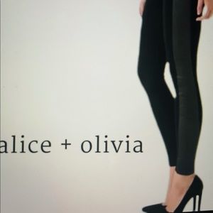 Alice + Olivia black  fabric and leather leggings